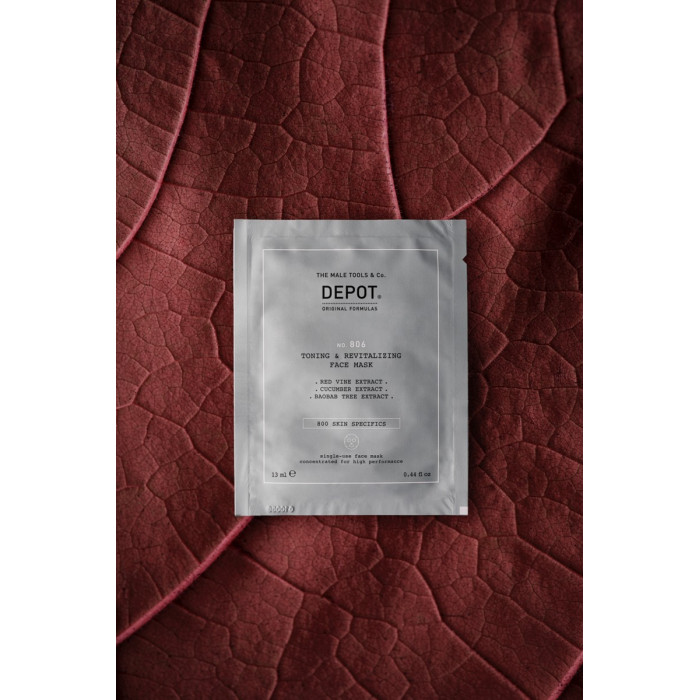 Тонизирующая маска для лица и шеи Depot 806 TONING & REVITALIZING FACE MASK (12 саше по 13 мл)