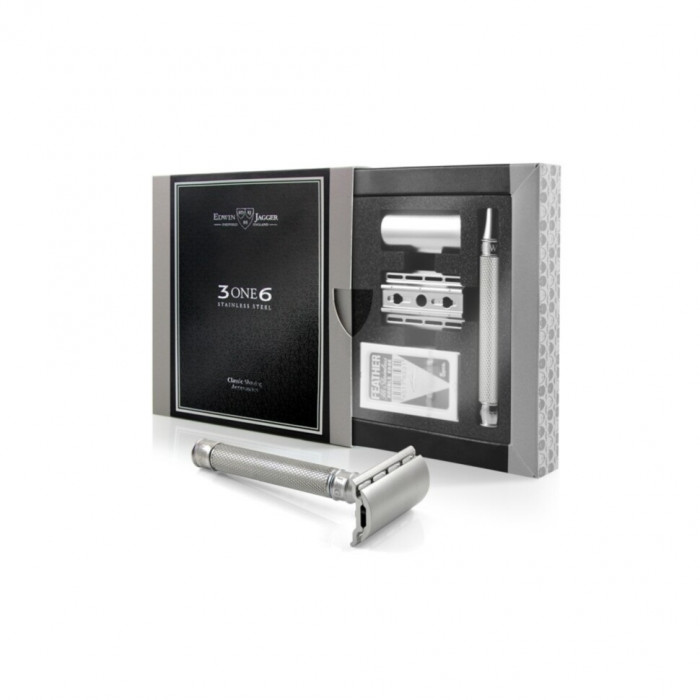 Станок для бритья Т-образный Edwin Jagger 3ONE6 Stainless Steel Knurled