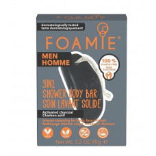 Чоловіче мило для душу 3 в 1 Foamie Shower Body Bar "Activated charcoal", 90 грам