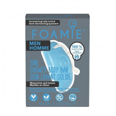 Чоловіче мило для душу 3 в 1 Foamie Shower Body Bar "Mint & Lemon", 90 грам