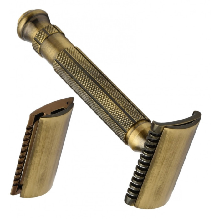 Станок для бритья Т-образный Pearl L-55 Antique Brass Closed comb & Open Comb