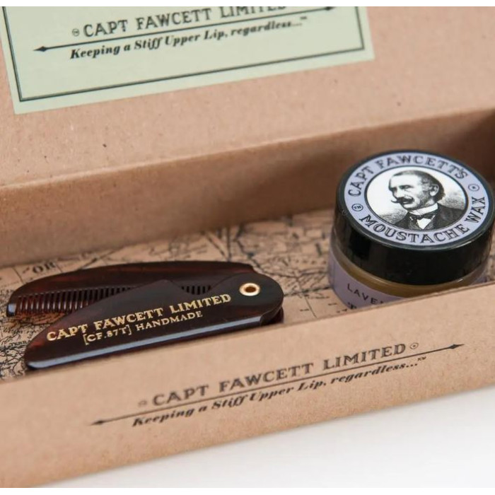 Подарунковий набір для догляду за вусами Captain Fawcett’s Wax Rufus Hound's Triumphant and Moustache Comb