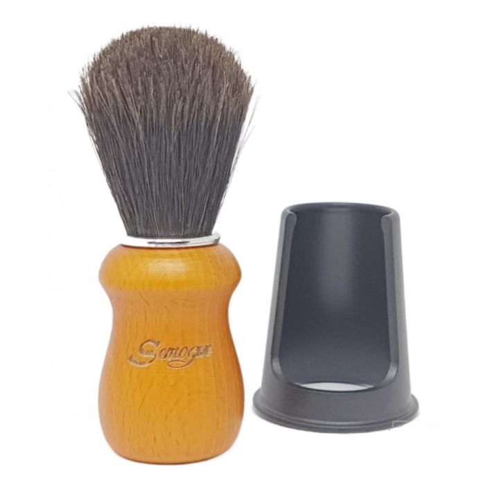 Помазок для бритья на подставке Semogue Pharos-C3 Pure Black Horse Yellow