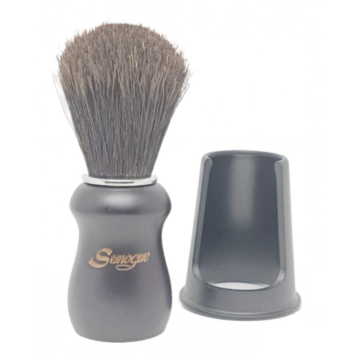 Помазок для бритья на подставке Semogue Pharos-C3 Pure Black Horse Black