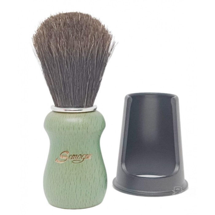 Помазок для бритья на подставке Semogue Pharos-C3 Pure Black Horse Ocean Green