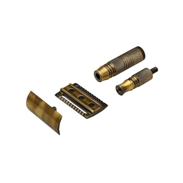 Станок для бритья Т-образный Pearl STR-99 & TRC-01 Travel Razor Antique Brass Closed Comb
