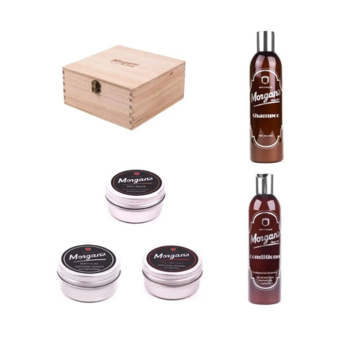 Подарочный набор ухода за волосами и стилизация Morgan's Wooden Shampoo & Style Box