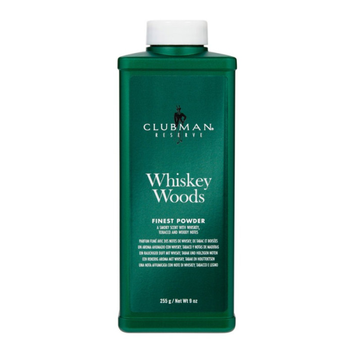 Тальк для тіла суперлегкий білий Clubman Pinaud Whiskey Woods 255 грам