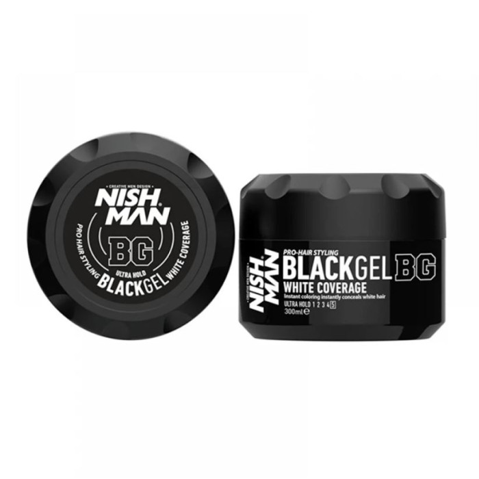 Гель для маскування сивого волосся Nishman Black Gel White Coverage 300 мл