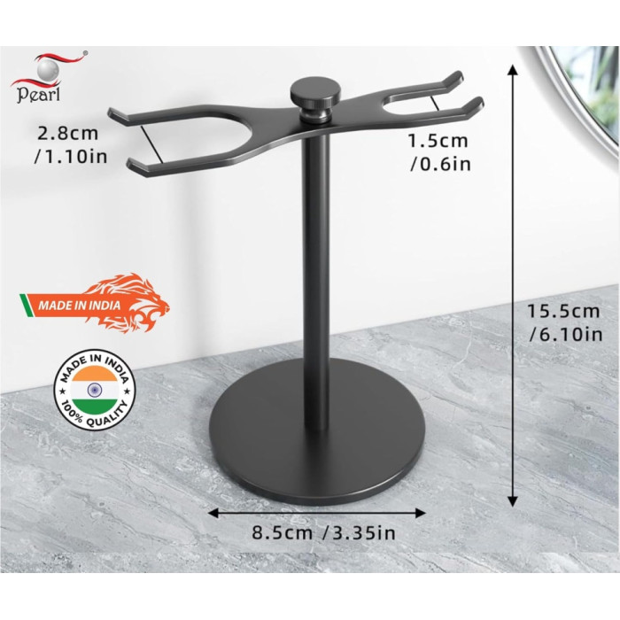 Стенд для Т-подібного станка і помазка Pearl SST-05 Full Black Razor & Brush Holder Stand