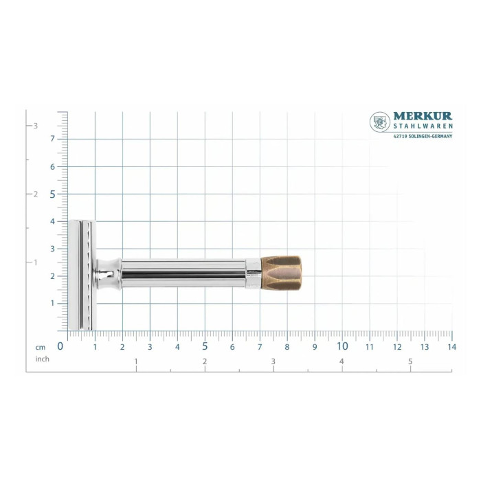 Бритва с регулировкой угла лезвия Merkur 500 Progress, латунь