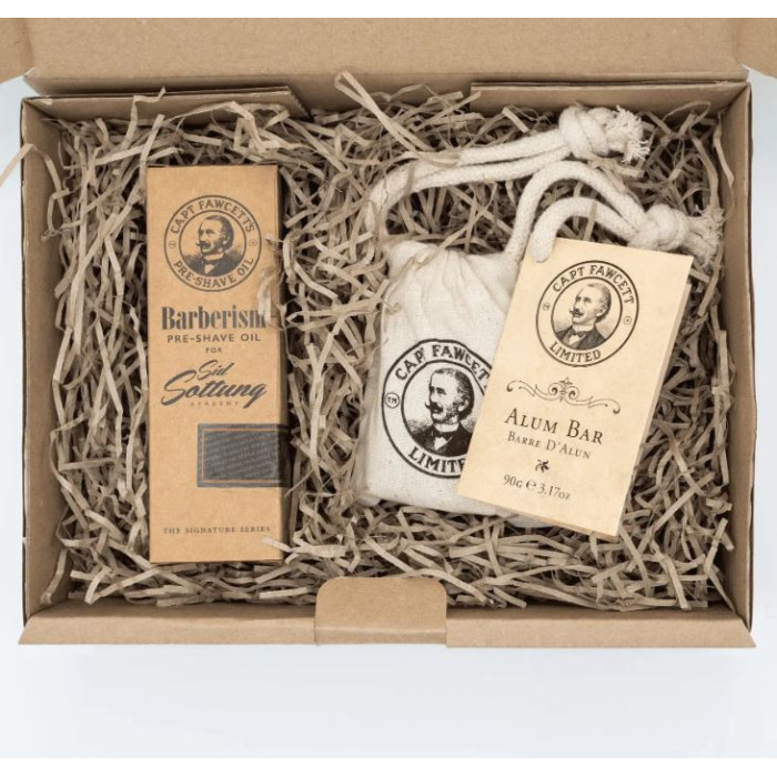 Подарунковий набір Captain Fawcett Alum Bar and Barberism Pre-Shave Oil Gift Set