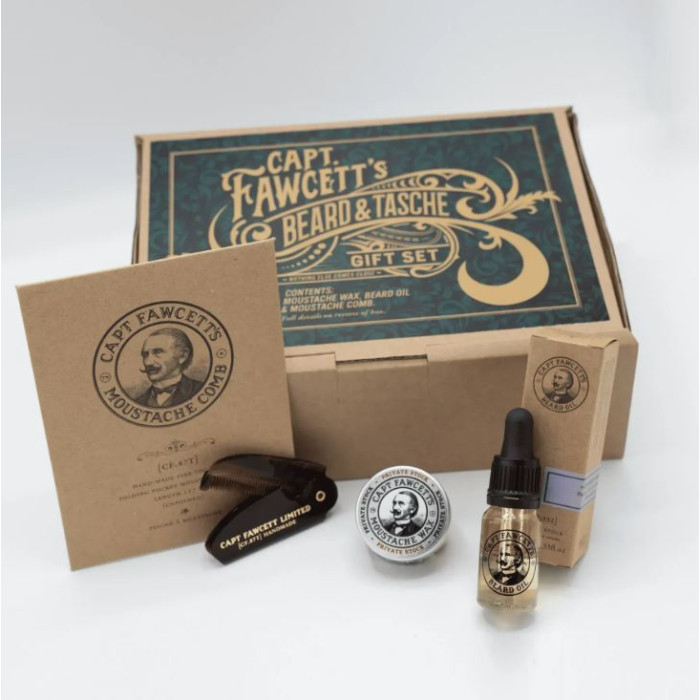 Подарунковий набір (віск + олія для бороди та гребінець) Captain Fawcett Beard and Tache Gift Set