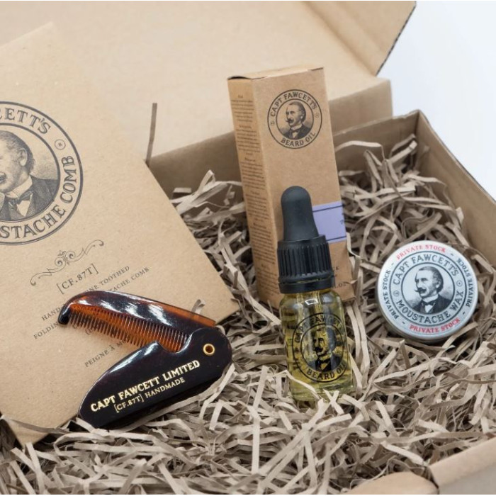 Подарунковий набір (віск + олія для бороди та гребінець) Captain Fawcett Beard and Tache Gift Set
