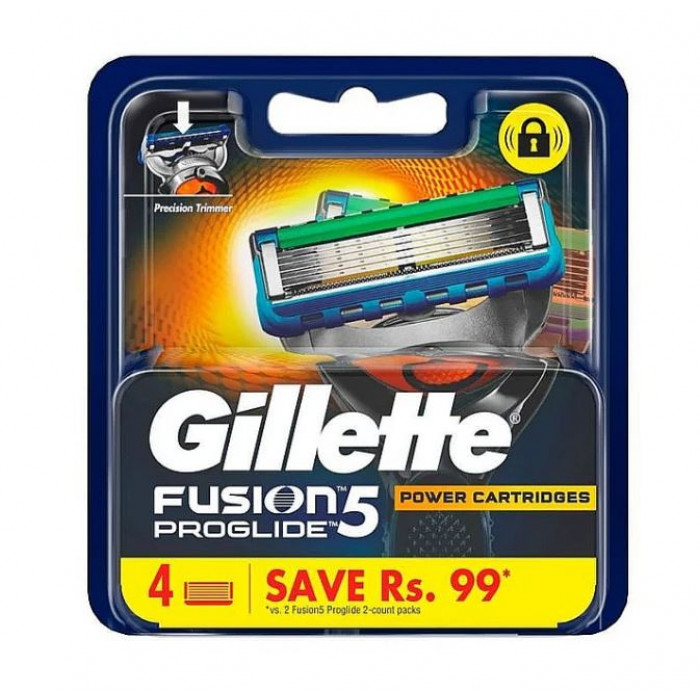 Картриджи Gillette Fusion ProGlide Power, 4 штуки в упаковке